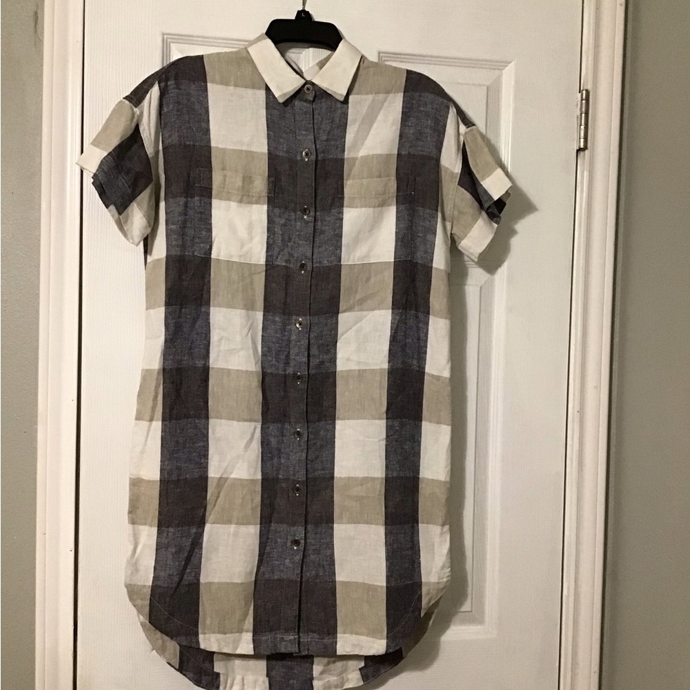 💸30%Off2🛒 Old Navy plaid shirt dress linen blend